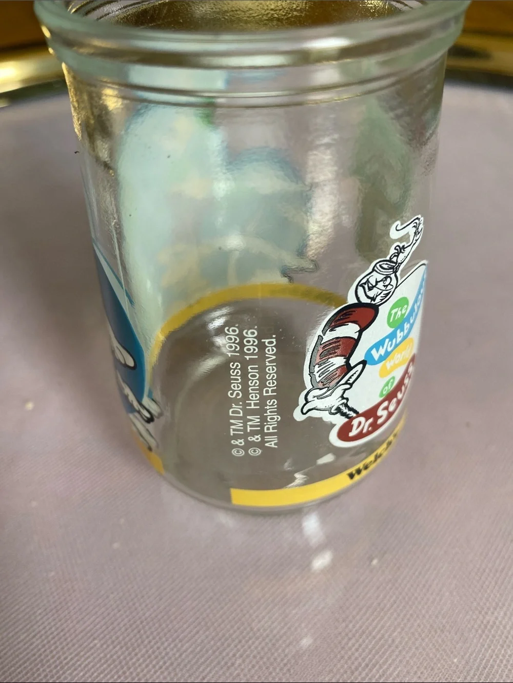 1996 vintage Welch’s glass jelly jar/juice cup